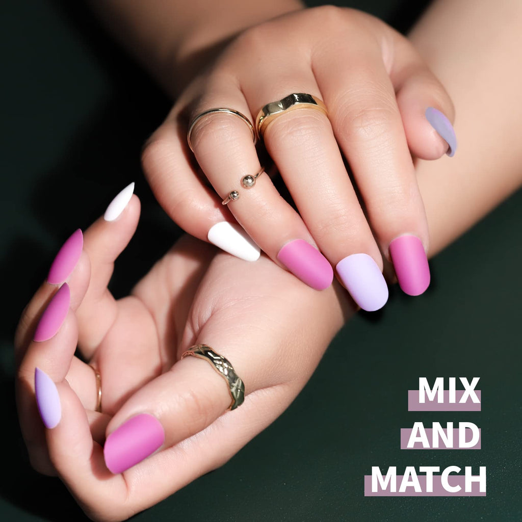 Press on Nails,Teenitor 288PCS Matte Medium Length, Acrylic Fake Nails Full Cover, Ballerina Coffin Press on Nails,Glitter Press On False Nails