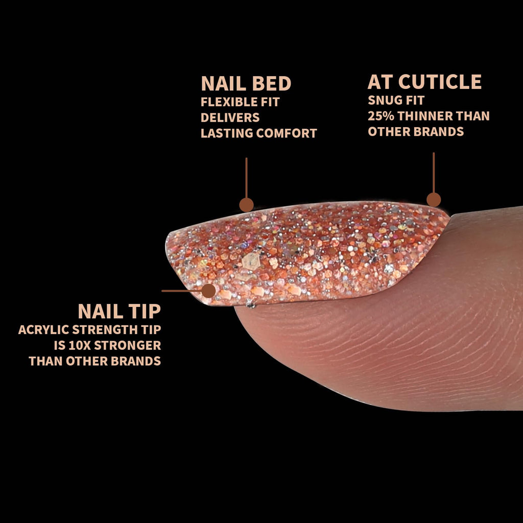 Press on Nails,Teenitor 288PCS Matte Medium Length, Acrylic Fake Nails Full Cover, Ballerina Coffin Press on Nails,Glitter Press On False Nails
