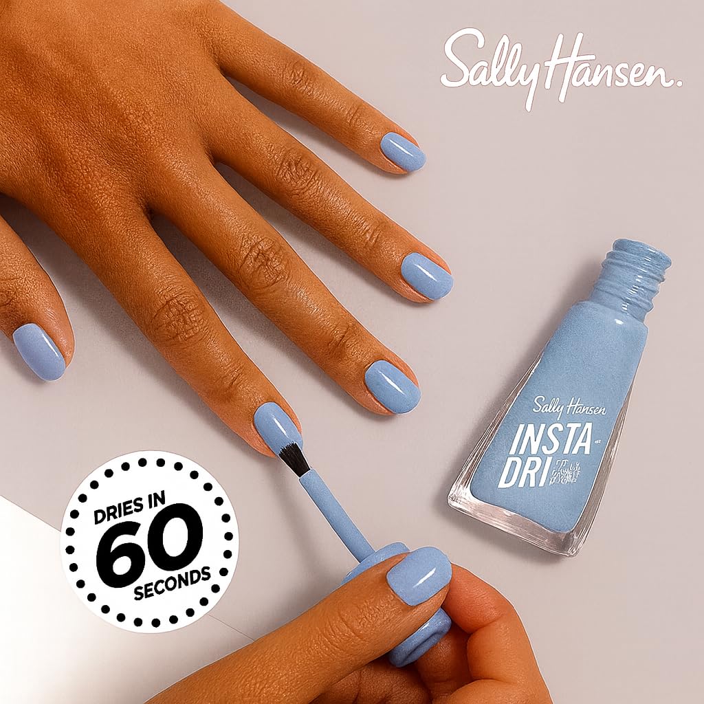 Sally Hansen Insta-Dri Nail Polish | Quick Dry, Long Lasting, Streak-Free Shine | Opaque, Shiny | 492 On the Download | Dark Blue Nail Color.