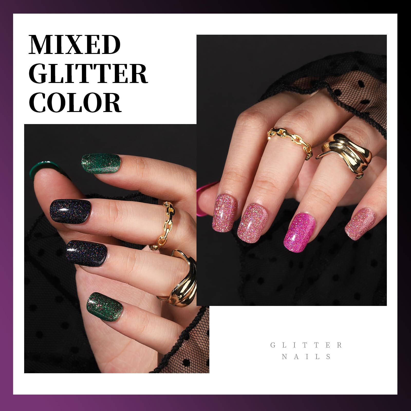 Press on Nails,Teenitor 288PCS Matte Medium Length, Acrylic Fake Nails Full Cover, Ballerina Coffin Press on Nails,Glitter Press On False Nails