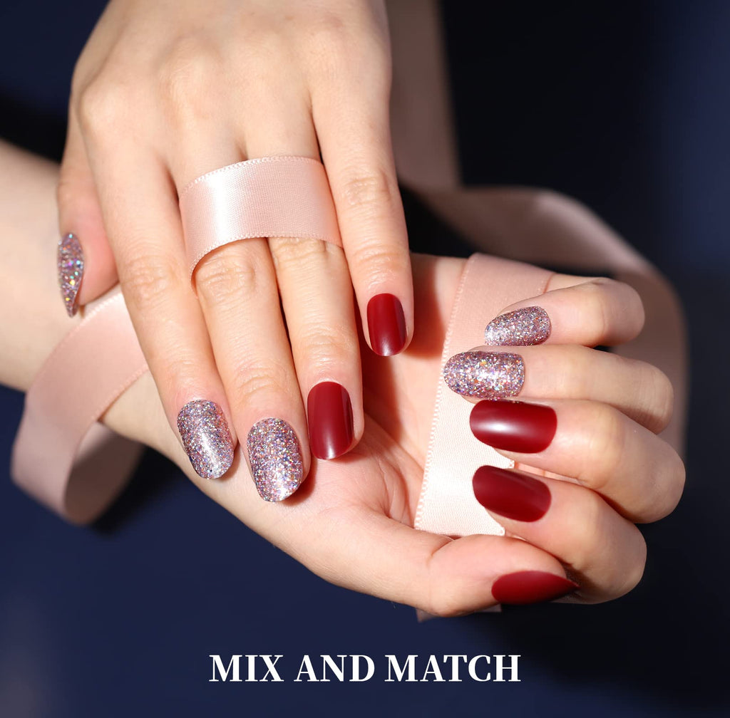 Press on Nails,Teenitor 288PCS Matte Medium Length, Acrylic Fake Nails Full Cover, Ballerina Coffin Press on Nails,Glitter Press On False Nails
