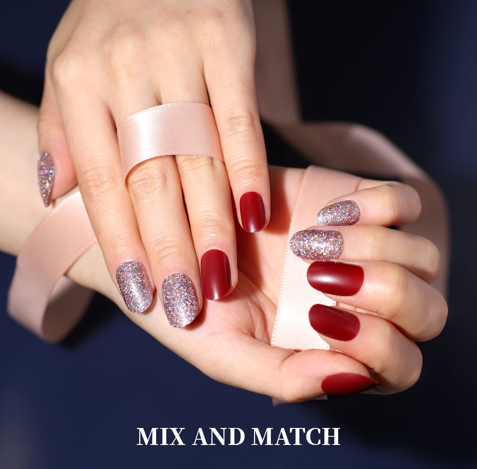 Press on Nails,Teenitor 288PCS Matte Medium Length, Acrylic Fake Nails Full Cover, Ballerina Coffin Press on Nails,Glitter Press On False Nails