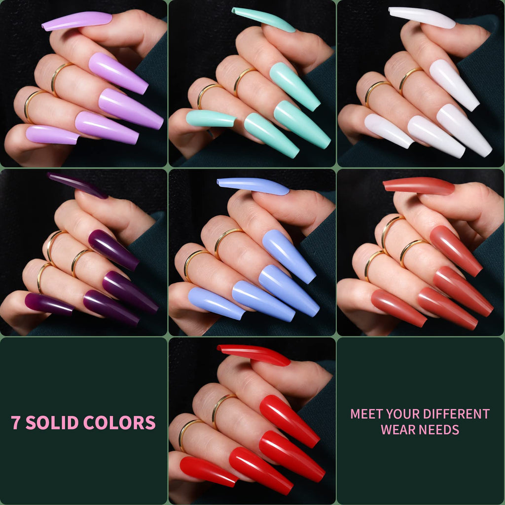 Press on Nails,Teenitor 288PCS Matte Medium Length, Acrylic Fake Nails Full Cover, Ballerina Coffin Press on Nails,Glitter Press On False Nails