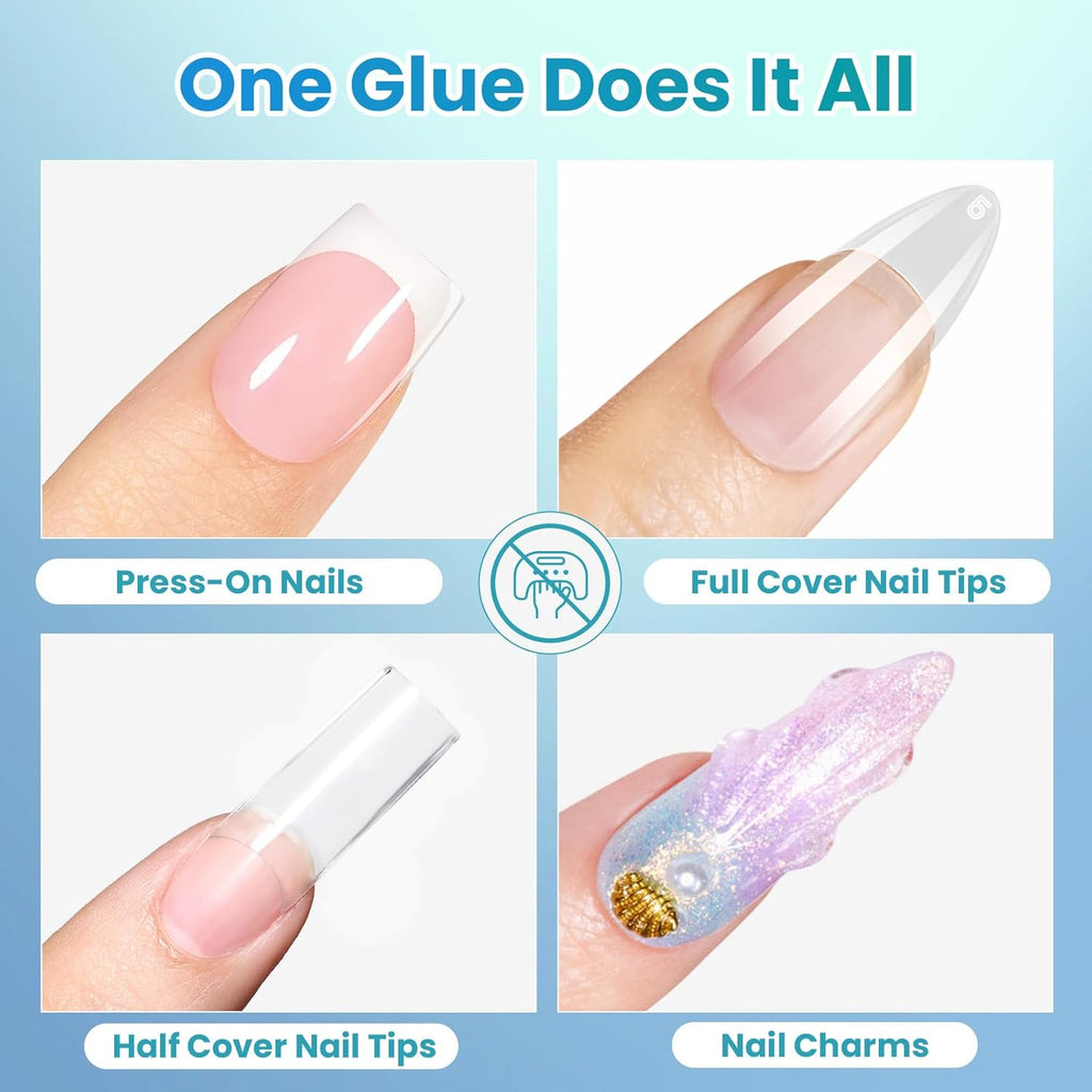 Beetles 10ml Super Strong Nail Glue for Press On Nails, Nail Tips Acrylic Nails, Quick Dry Brush On Glue for Press On Fake Nails, Upgraded Formula Long Lasting, No UV Needed for Beginners DIY Home