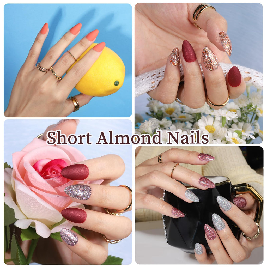 Press on Nails,Teenitor 288PCS Matte Medium Length, Acrylic Fake Nails Full Cover, Ballerina Coffin Press on Nails,Glitter Press On False Nails