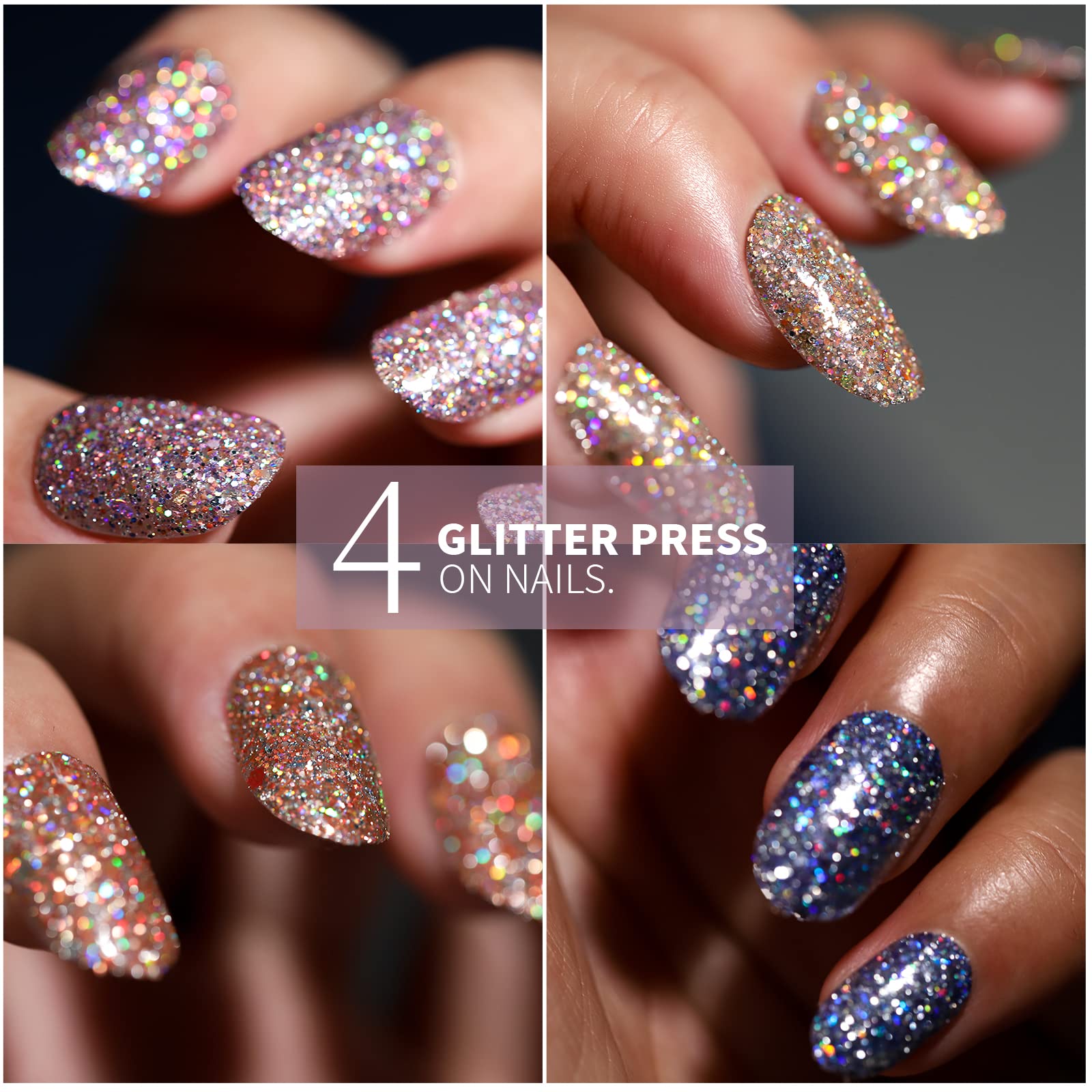 Press on Nails,Teenitor 288PCS Matte Medium Length, Acrylic Fake Nails Full Cover, Ballerina Coffin Press on Nails,Glitter Press On False Nails