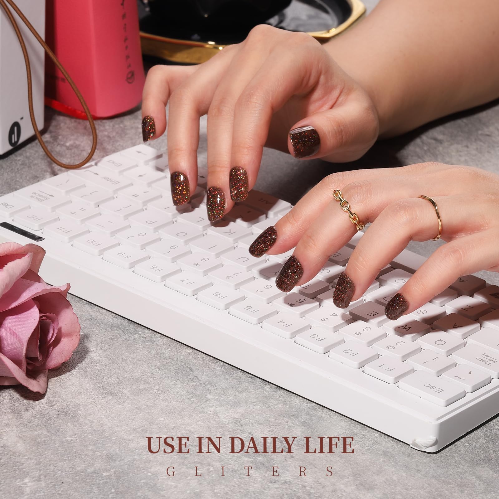 Press on Nails,Teenitor 288PCS Matte Medium Length, Acrylic Fake Nails Full Cover, Ballerina Coffin Press on Nails,Glitter Press On False Nails