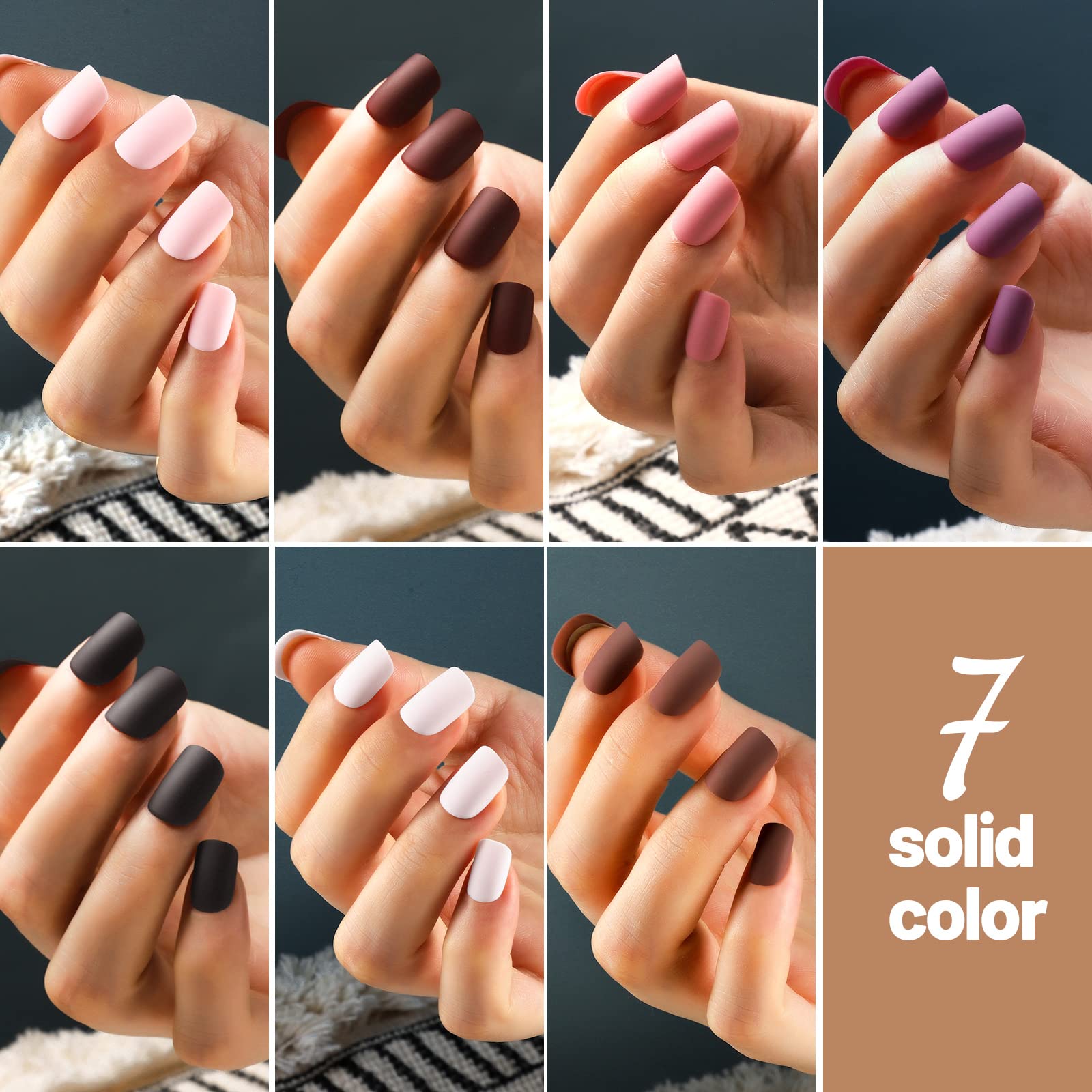 Press on Nails,Teenitor 288PCS Matte Medium Length, Acrylic Fake Nails Full Cover, Ballerina Coffin Press on Nails,Glitter Press On False Nails