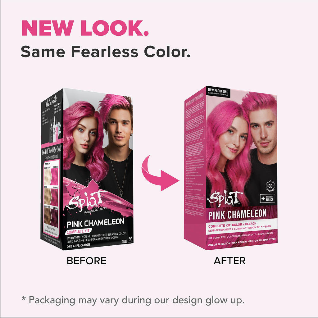 Splat | Complete Kit | Hair Dye | Semi-Permanent | Long Lasting | Vegan and Cruelty-Free (Pink Chameleon)