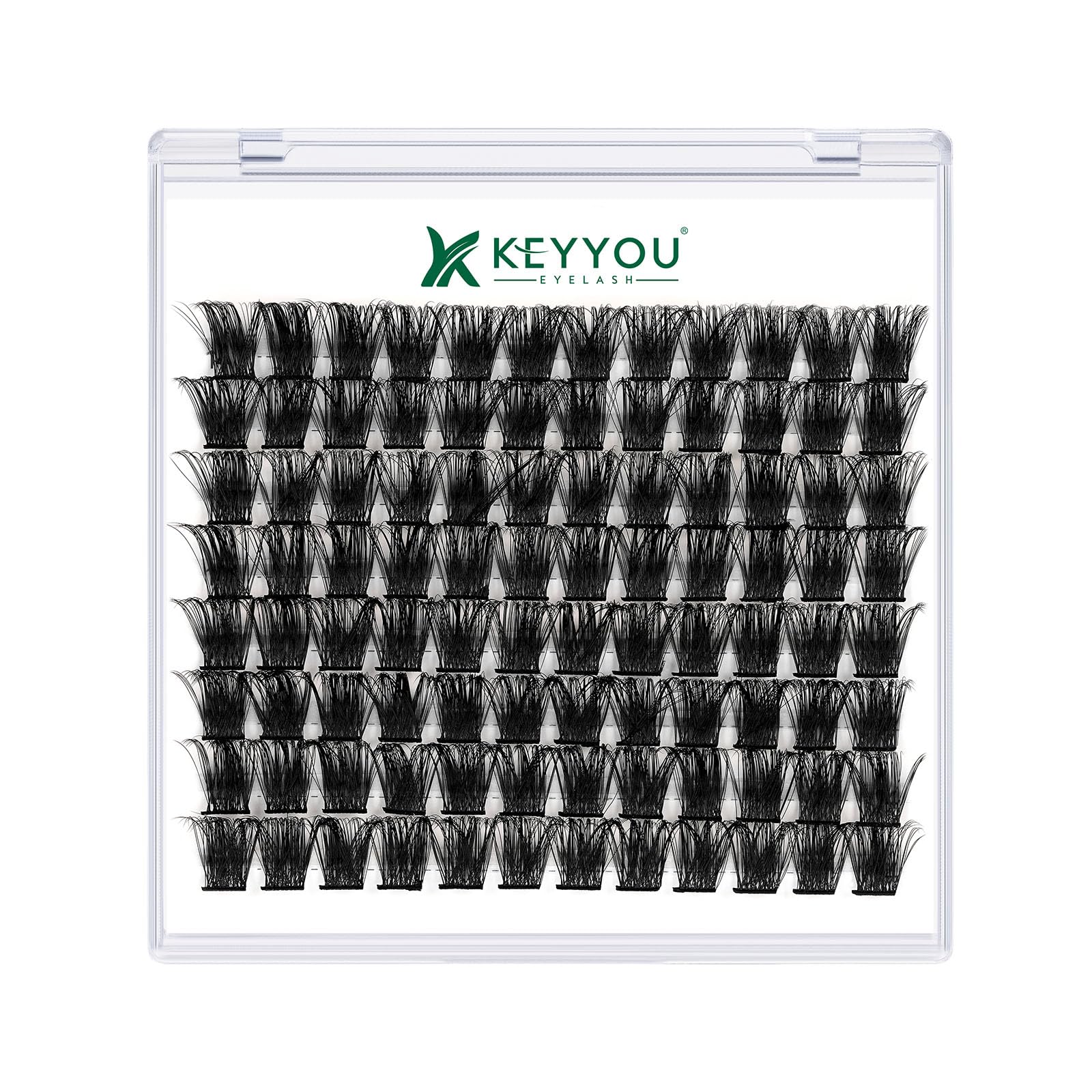 KEYYOU Lash Clusters Kit 144pcs Thick Volume D Curl Eyelash Clusters Lash Extension Kit with Mascara Brush Bond and Seal Glue Remover Applicators and Brush for DIY Lash Extensions (Y02)
