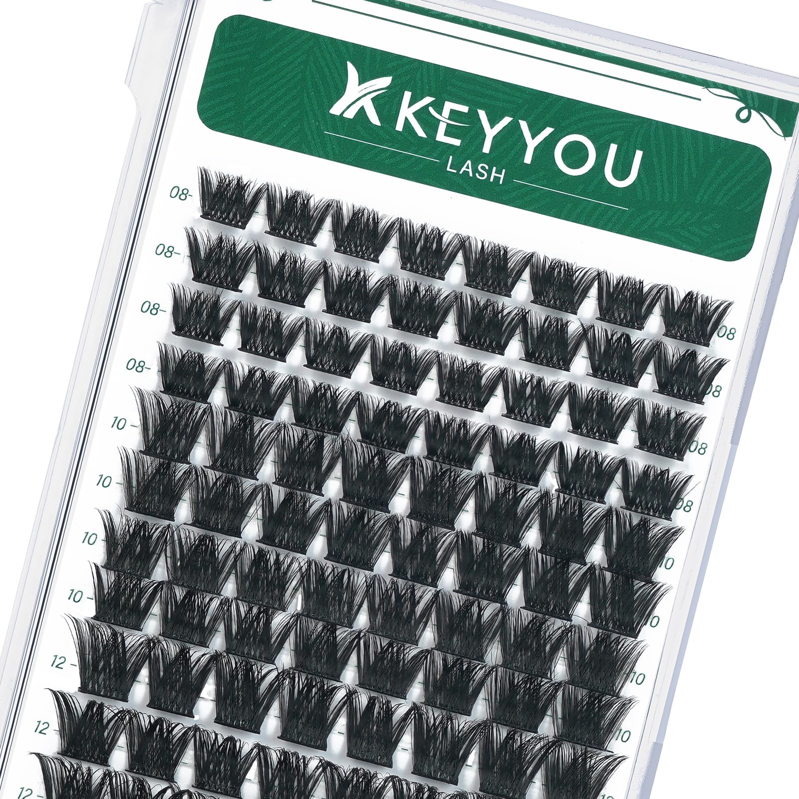 KEYYOU Lash Clusters Kit 144pcs Thick Volume D Curl Eyelash Clusters Lash Extension Kit with Mascara Brush Bond and Seal Glue Remover Applicators and Brush for DIY Lash Extensions (Y02)
