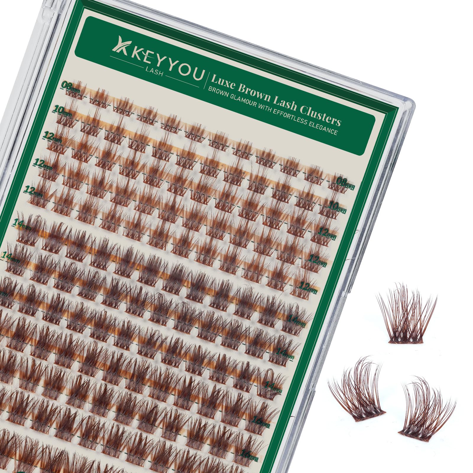 KEYYOU Lash Clusters Kit 144pcs Thick Volume D Curl Eyelash Clusters Lash Extension Kit with Mascara Brush Bond and Seal Glue Remover Applicators and Brush for DIY Lash Extensions (Y02)