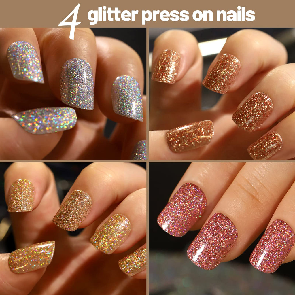 Press on Nails,Teenitor 288PCS Matte Medium Length, Acrylic Fake Nails Full Cover, Ballerina Coffin Press on Nails,Glitter Press On False Nails