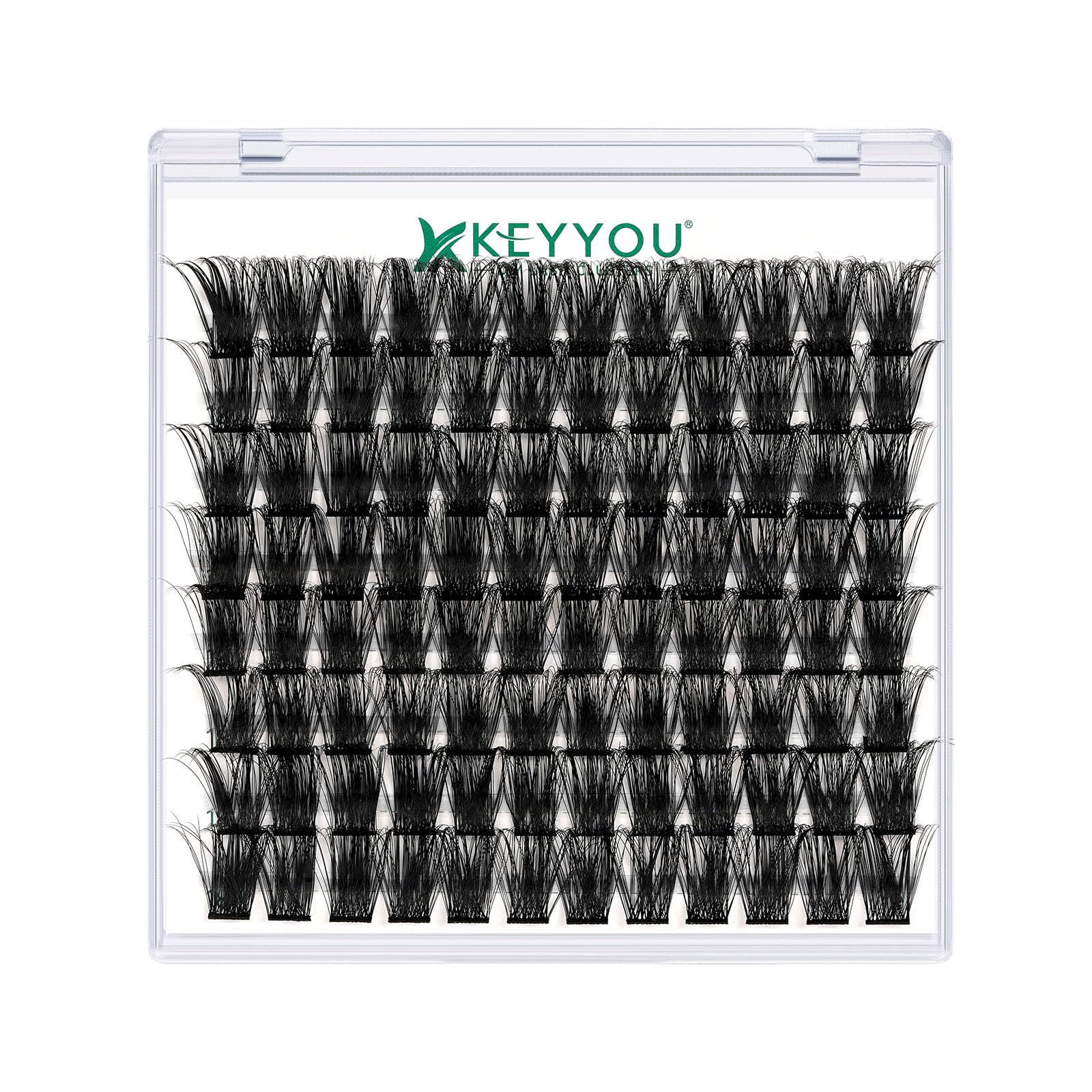 KEYYOU Lash Clusters Kit 144pcs Thick Volume D Curl Eyelash Clusters Lash Extension Kit with Mascara Brush Bond and Seal Glue Remover Applicators and Brush for DIY Lash Extensions (Y02)
