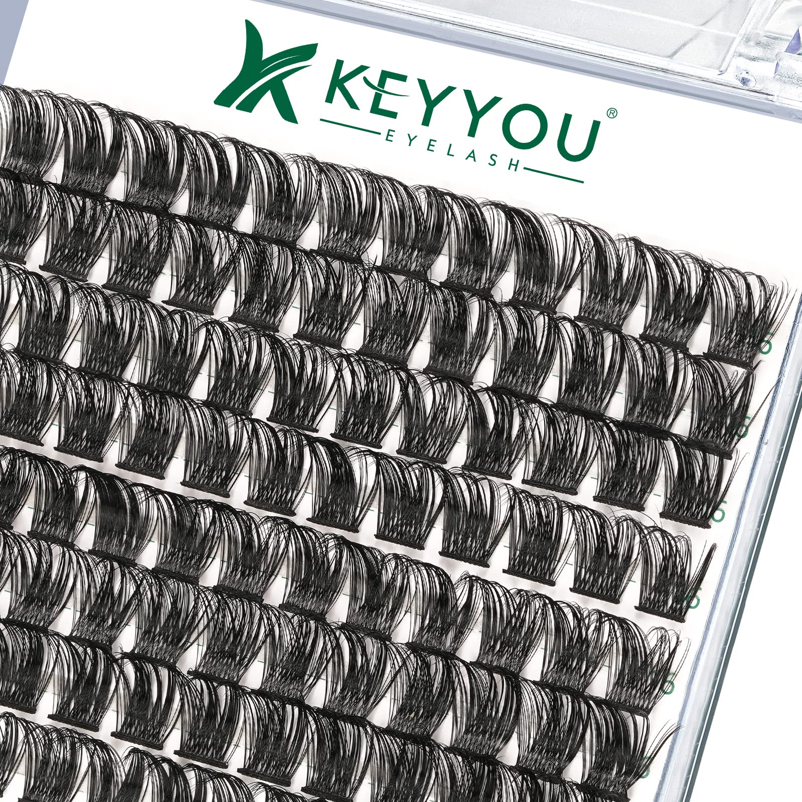 KEYYOU Lash Clusters Kit 144pcs Thick Volume D Curl Eyelash Clusters Lash Extension Kit with Mascara Brush Bond and Seal Glue Remover Applicators and Brush for DIY Lash Extensions (Y02)