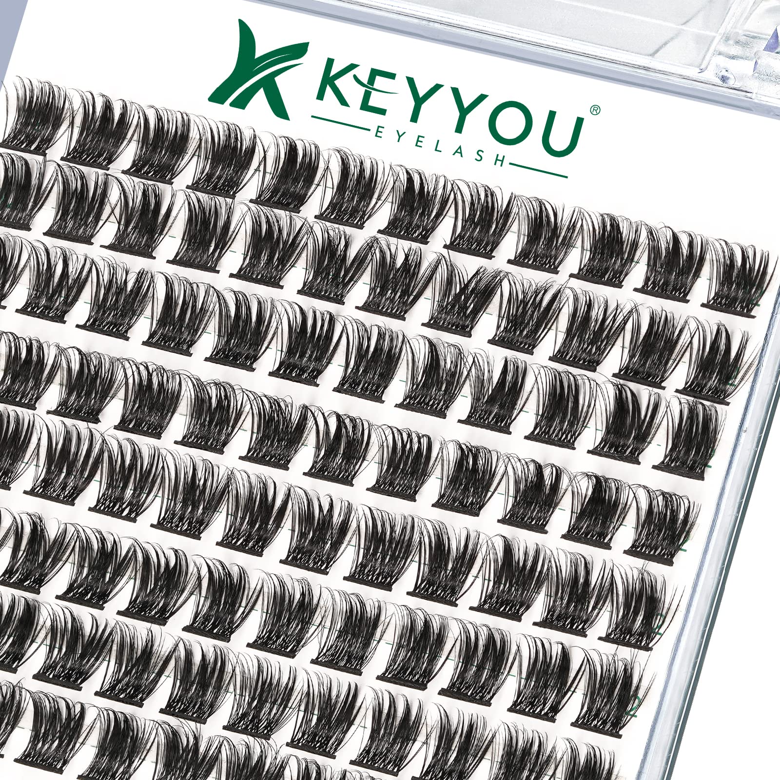 KEYYOU Lash Clusters Kit 144pcs Thick Volume D Curl Eyelash Clusters Lash Extension Kit with Mascara Brush Bond and Seal Glue Remover Applicators and Brush for DIY Lash Extensions (Y02)