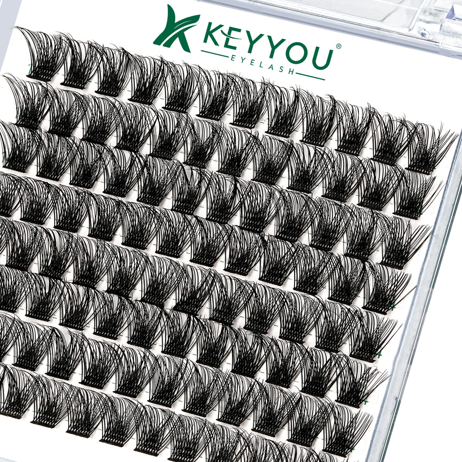 KEYYOU Lash Clusters Kit 144pcs Thick Volume D Curl Eyelash Clusters Lash Extension Kit with Mascara Brush Bond and Seal Glue Remover Applicators and Brush for DIY Lash Extensions (Y02)