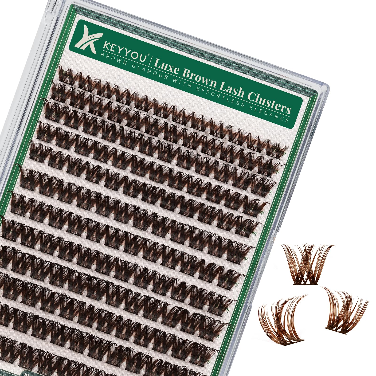 KEYYOU Lash Clusters Kit 144pcs Thick Volume D Curl Eyelash Clusters Lash Extension Kit with Mascara Brush Bond and Seal Glue Remover Applicators and Brush for DIY Lash Extensions (Y02)