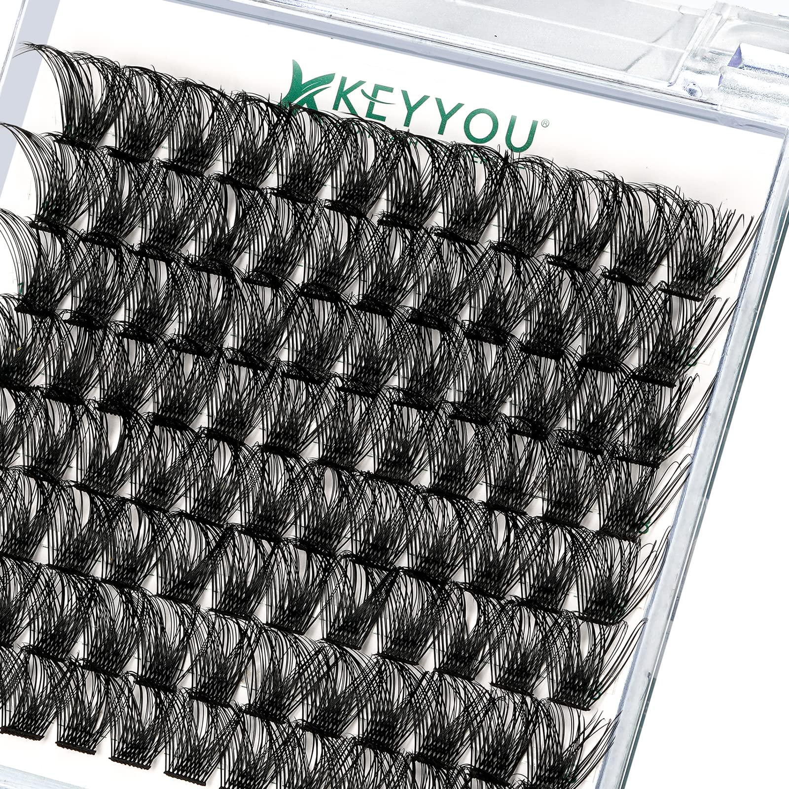 KEYYOU Lash Clusters Kit 144pcs Thick Volume D Curl Eyelash Clusters Lash Extension Kit with Mascara Brush Bond and Seal Glue Remover Applicators and Brush for DIY Lash Extensions (Y02)