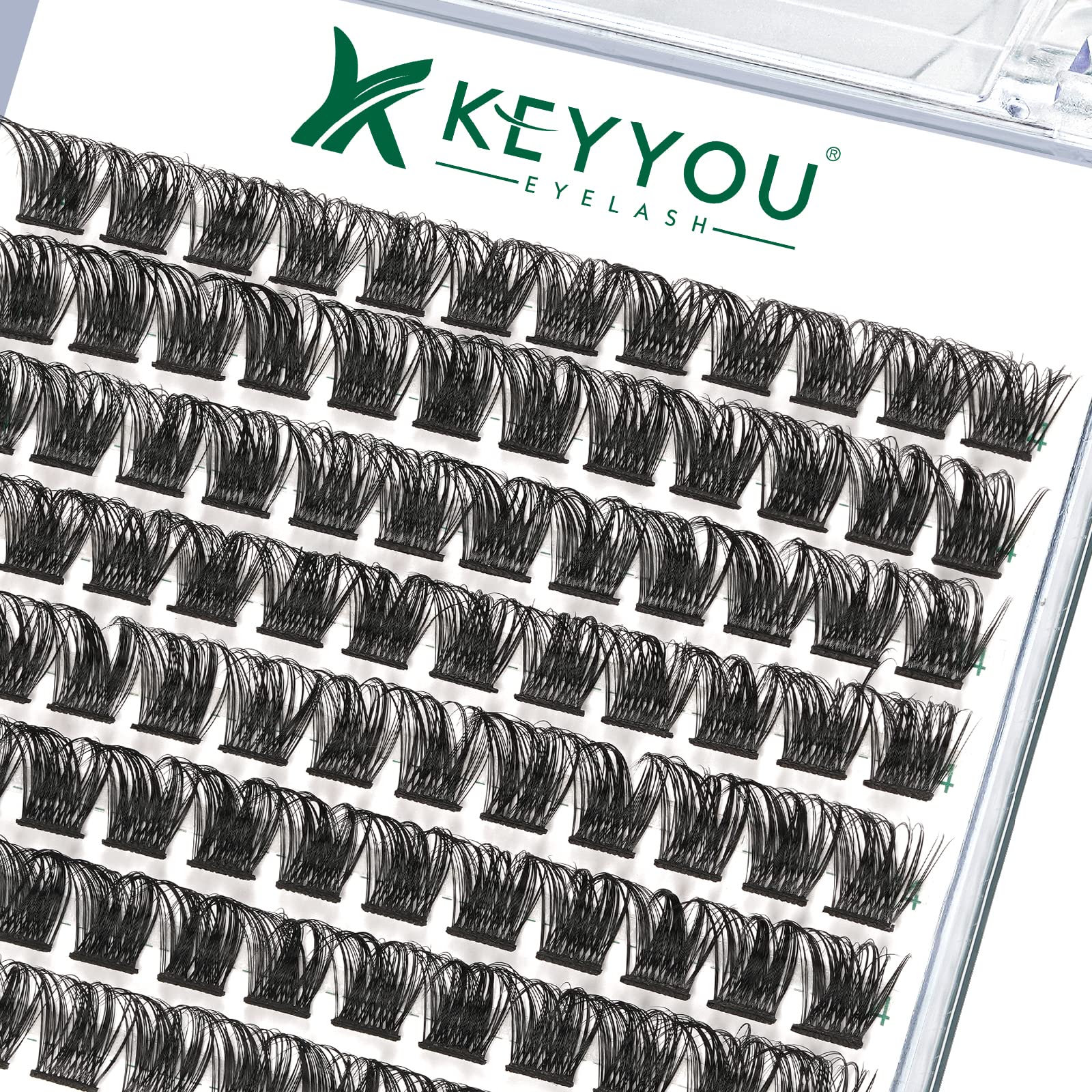 KEYYOU Lash Clusters Kit 144pcs Thick Volume D Curl Eyelash Clusters Lash Extension Kit with Mascara Brush Bond and Seal Glue Remover Applicators and Brush for DIY Lash Extensions (Y02)