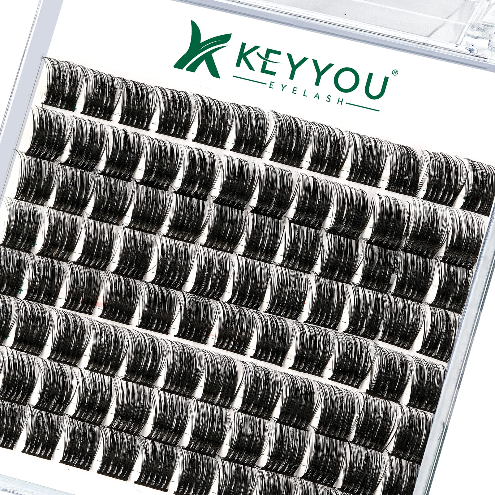 KEYYOU Lash Clusters Kit 144pcs Thick Volume D Curl Eyelash Clusters Lash Extension Kit with Mascara Brush Bond and Seal Glue Remover Applicators and Brush for DIY Lash Extensions (Y02)