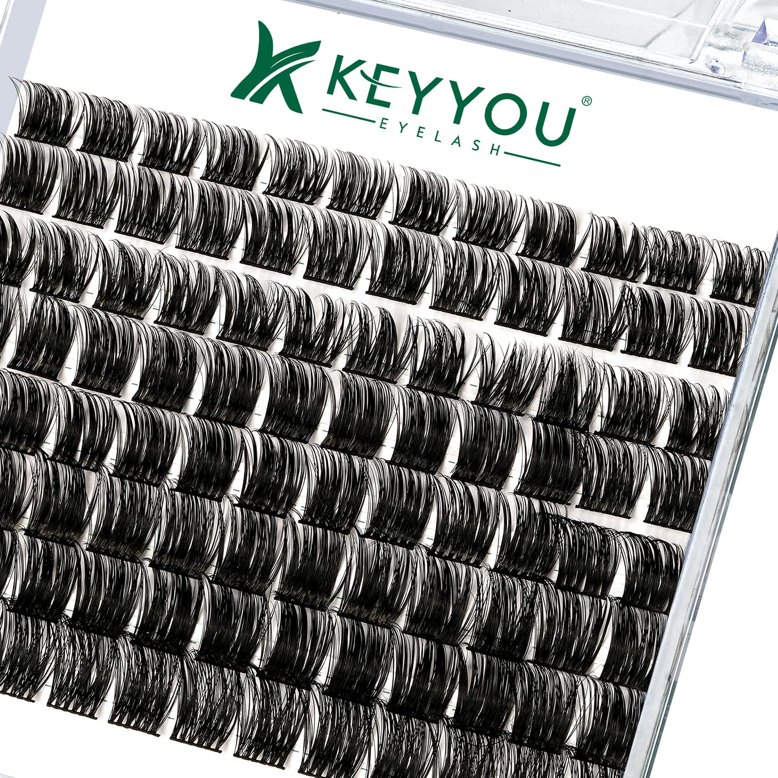 KEYYOU Lash Clusters Kit 144pcs Thick Volume D Curl Eyelash Clusters Lash Extension Kit with Mascara Brush Bond and Seal Glue Remover Applicators and Brush for DIY Lash Extensions (Y02)